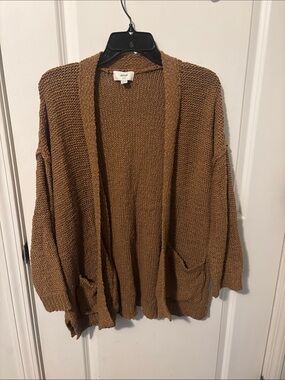 aerie Chunky Open-Front Cardigan - Brown